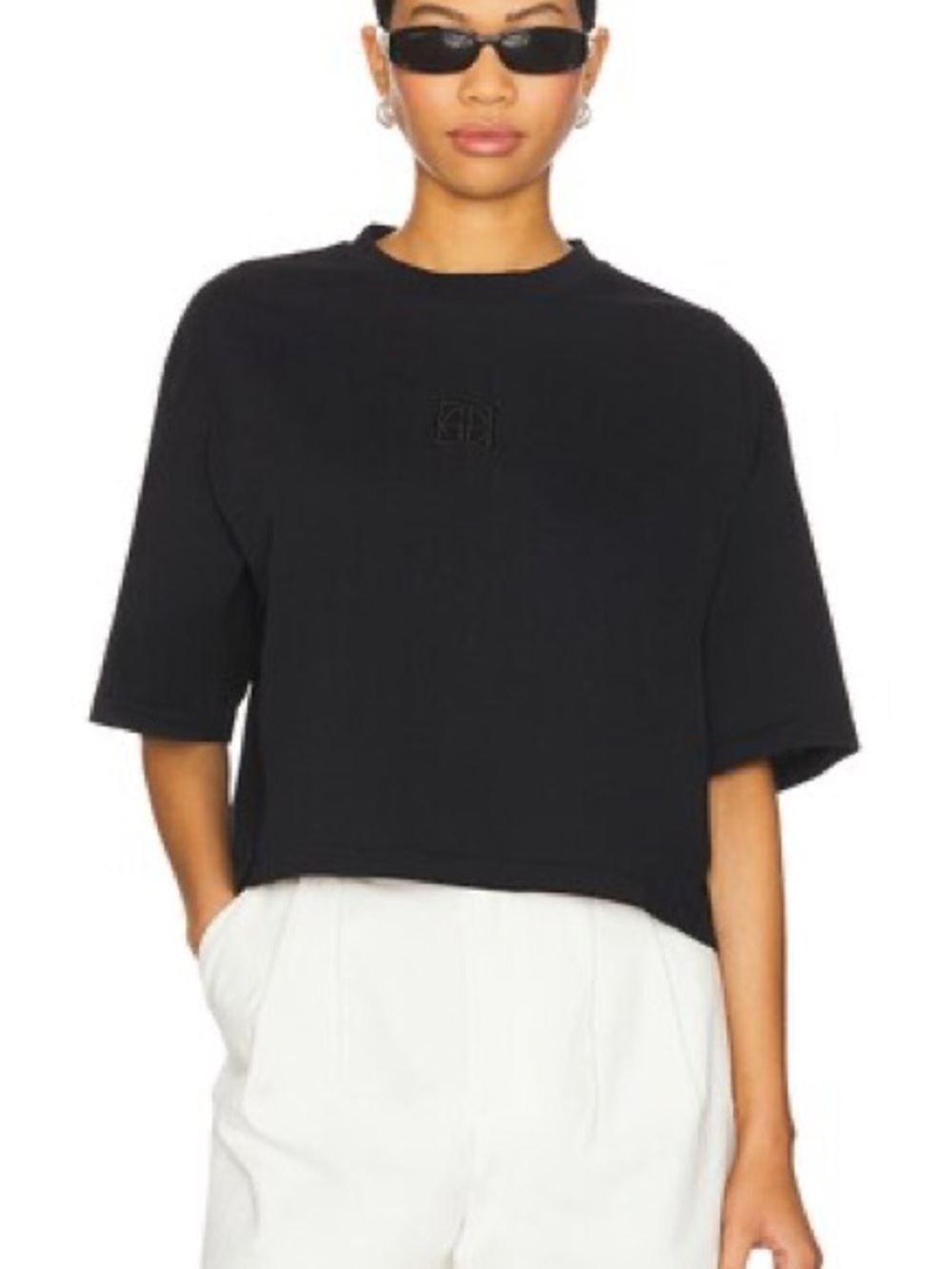 Anine Bing Myers Cropped Tee in Black NWT
